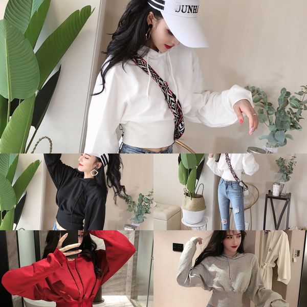 2020 new women's sweater korean loose hooded short long sleeve high sweater pullover waist pullover tkxzq, Black
2020 new women's sweater korean loose hooded short long sleeve high sweater pullover waist pullover tkxzq, Black
