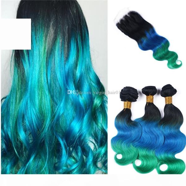 ombre color unprocessed european hair color products 1b blue green three tone russian virgin human hair bundles with lace closure 4*4, Black;brown
ombre color unprocessed european hair color products 1b blue green three tone russian virgin human hair bundles with lace closure 4*4, Black;brown
