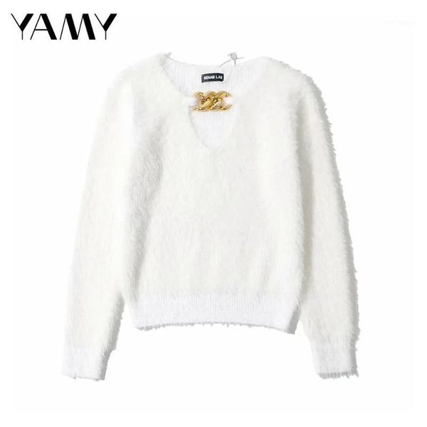 2020 autumn winter fluffy female gold chain collar sweaters women's warm design sense pullovers solid elastic knitted 1, White;black
2020 autumn winter fluffy female gold chain collar sweaters women's warm design sense pullovers solid elastic knitted 1, White;black