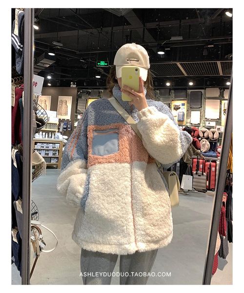 2021 autumn and winter women the new stitching color sweet college style lambswool coat loose casual all-match thick coat, Black
2021 autumn and winter women the new stitching color sweet college style lambswool coat loose casual all-match thick coat, Black