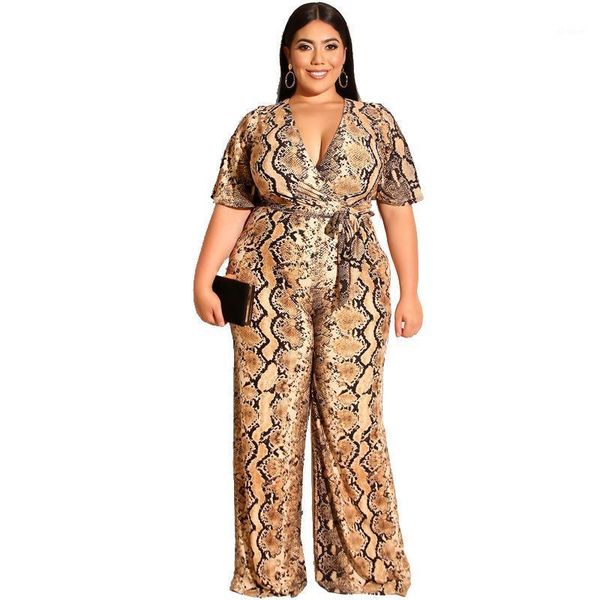 new large size trouser women's v-neck print straight tube serpentine jumpsuit1, Black;white
new large size trouser women's v-neck print straight tube serpentine jumpsuit1, Black;white