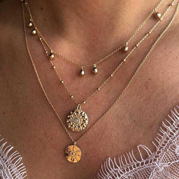 classic sun round beads geometric chain pendant crystal multilayer necklace women fashion gold long necklace set1, Silver
classic sun round beads geometric chain pendant crystal multilayer necklace women fashion gold long necklace set1, Silver