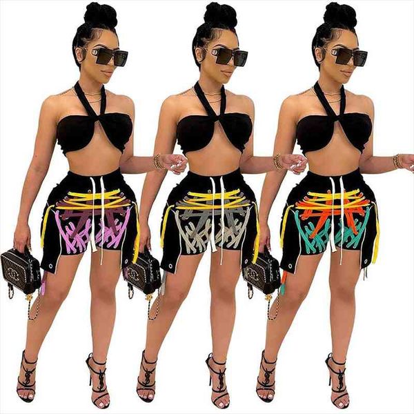 streetwear shorts with color strings all over high waist strap knee trousers party clubwear womens summer clothing, White;black
streetwear shorts with color strings all over high waist strap knee trousers party clubwear womens summer clothing, White;black
