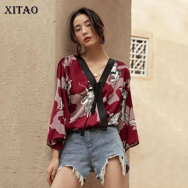 xitao japanese style vintage v neck womens and blouses loose bandage shirt vacation kimono fashion trend new 34431, White
xitao japanese style vintage v neck womens and blouses loose bandage shirt vacation kimono fashion trend new 34431, White