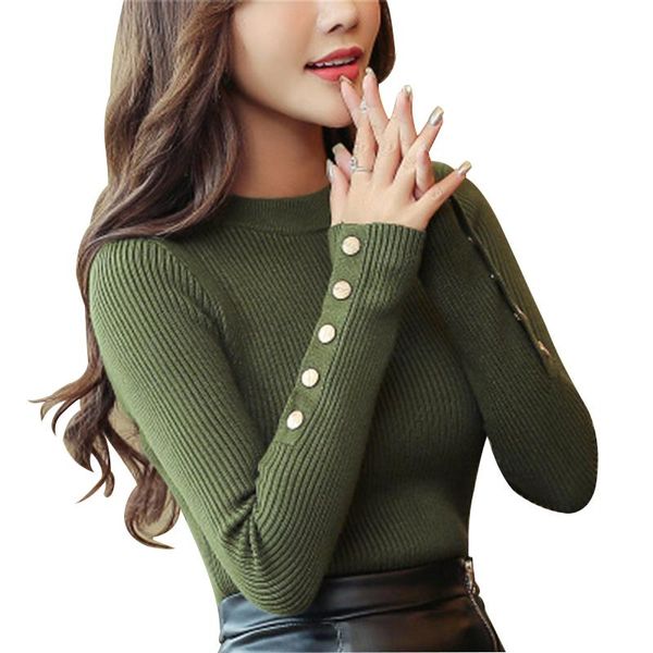 fashion new spring autumn winter women sweater knitted long sleeve o-neck slim office lady button casual sweaters, White;black
fashion new spring autumn winter women sweater knitted long sleeve o-neck slim office lady button casual sweaters, White;black