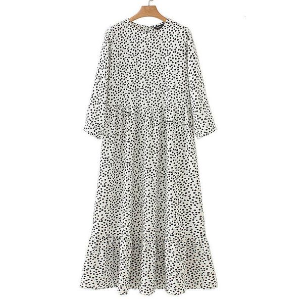 women white dots print maxi dress 2021 pleated three quarter sleeve female casual straight dresses chic ankle length vestidos, Black;gray
women white dots print maxi dress 2021 pleated three quarter sleeve female casual straight dresses chic ankle length vestidos, Black;gray