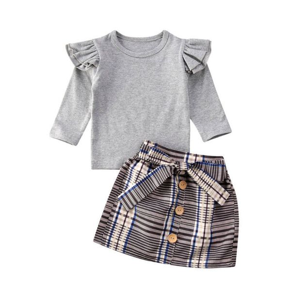 2020 spring new 2pcs toddler kids baby girl clothes 0-5y casual solid cotton t-shirt plaid dress skirt outfits set y200623, White
2020 spring new 2pcs toddler kids baby girl clothes 0-5y casual solid cotton t-shirt plaid dress skirt outfits set y200623, White