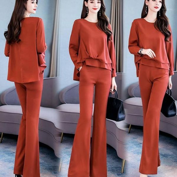 two piece dress chiffon 2 pieces set women 2021 sumer blouse elegant o-neck loose shirt+long pants office suit1, White
two piece dress chiffon 2 pieces set women 2021 sumer blouse elegant o-neck loose shirt+long pants office suit1, White