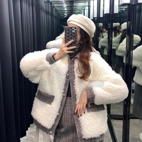 yocalor winter korean faux fur lambskin teddy coat white coat fake fur fluffy jacket plush plus size kawaii plaid outerwear lamb, Black
yocalor winter korean faux fur lambskin teddy coat white coat fake fur fluffy jacket plush plus size kawaii plaid outerwear lamb, Black