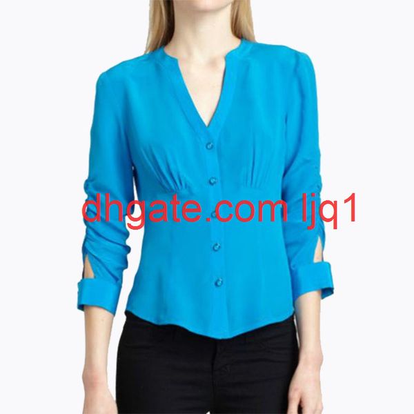 european and american wind lake blue slim v-neck chiffon shirt women pleated cropped sleeve solid color blouse, White
european and american wind lake blue slim v-neck chiffon shirt women pleated cropped sleeve solid color blouse, White