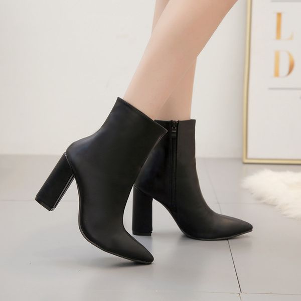 2021 new european and brash heels black side zipped boots 7vgb