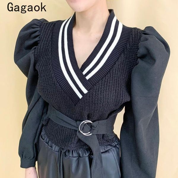 gagaok korean retro sweater women 2020 spring autumne new v-neck puff sleeve solid knitted sweaters slim chic fashion pullovers1, White;black
gagaok korean retro sweater women 2020 spring autumne new v-neck puff sleeve solid knitted sweaters slim chic fashion pullovers1, White;black