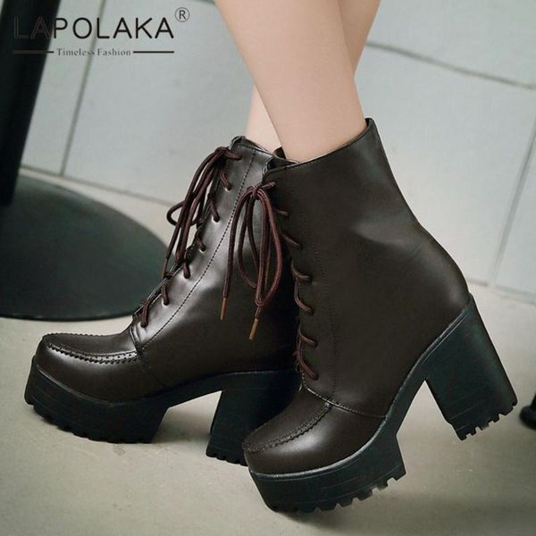 boots lapolaka fashion 2021 lace-up square heels ankle woman shoes platform lace up office lady female, Black
boots lapolaka fashion 2021 lace-up square heels ankle woman shoes platform lace up office lady female, Black