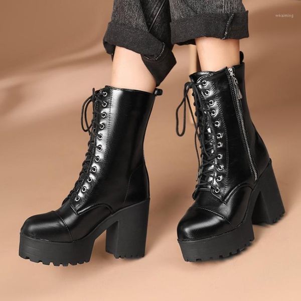 boots autumn winter british lace up womens platform high heel ankle fashion round toe thick bottom female short c20-131, Black
boots autumn winter british lace up womens platform high heel ankle fashion round toe thick bottom female short c20-131, Black