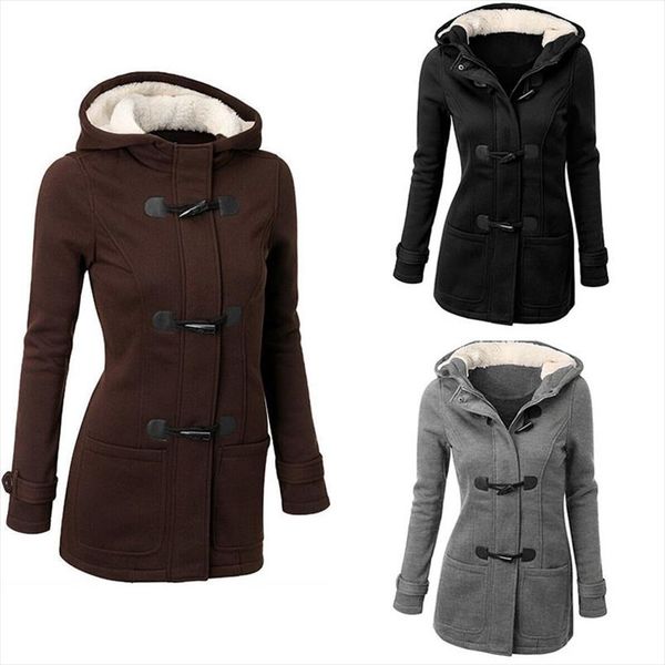 women warm hat wool coat buckle loose overcoat cotton padded clothes jacket winter long hooded coa zipper plus size, Black
women warm hat wool coat buckle loose overcoat cotton padded clothes jacket winter long hooded coa zipper plus size, Black