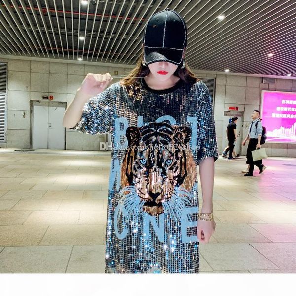 hello528shop 2019 womens t shirts dress loose tiger head pattern shirts sequins shining designer ladies nightclub, White
hello528shop 2019 womens t shirts dress loose tiger head pattern shirts sequins shining designer ladies nightclub, White