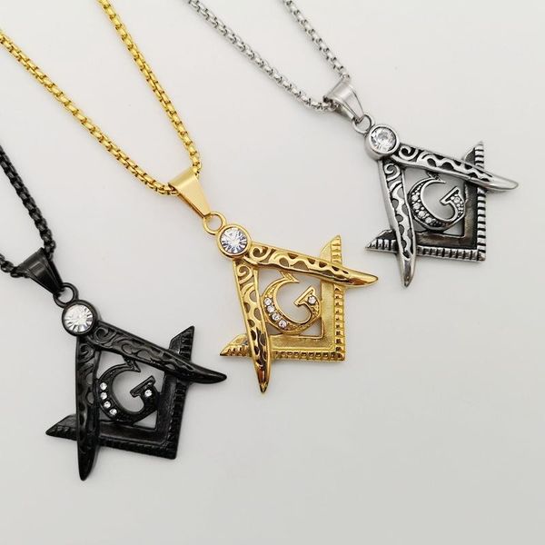 pendant necklaces gold color stainless steel masonic mason necklace cz stones religious asonry cagf0357, Silver
pendant necklaces gold color stainless steel masonic mason necklace cz stones religious asonry cagf0357, Silver