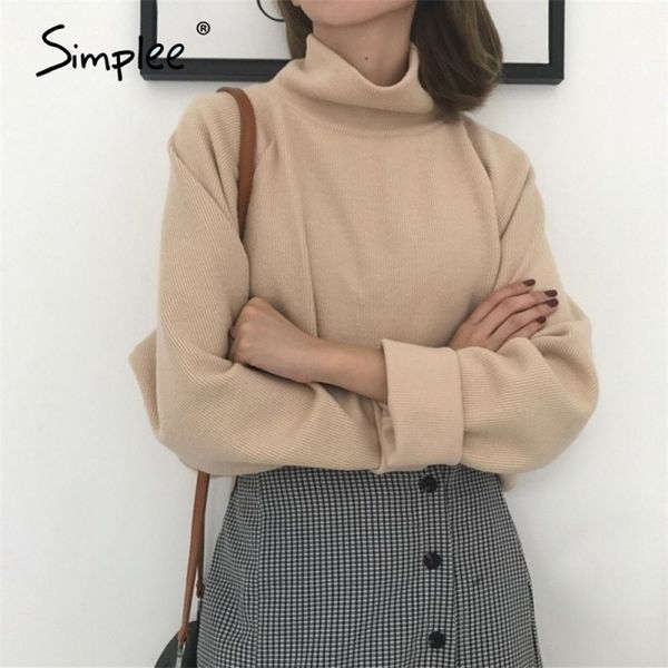 simplee casual loose knitted sweater solid color high collar soft women's pullover office fashion women's sweater autumn 201123, White;black
simplee casual loose knitted sweater solid color high collar soft women's pullover office fashion women's sweater autumn 201123, White;black
