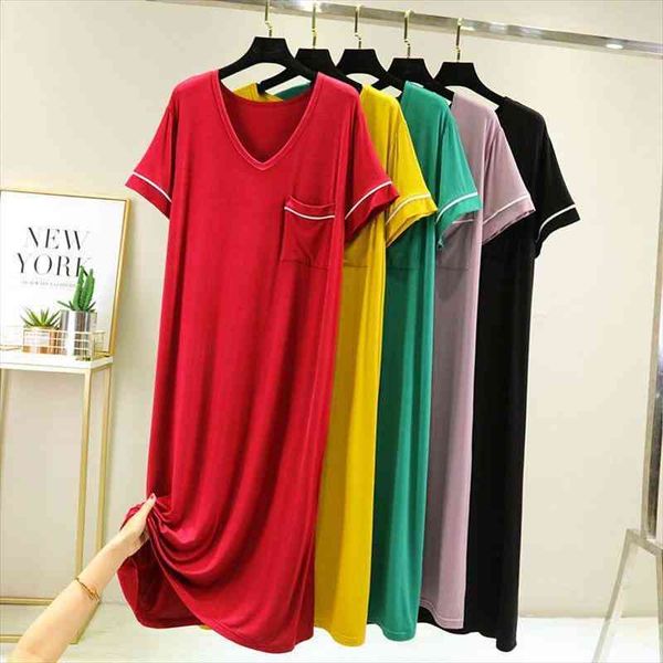 Pocket Contrast Dress Short Sleeve Modal Nightgowns Women Summer Long Nightdress Loose Loungewear Bottoming Night Shirt, Black;red
Pocket Contrast Dress Short Sleeve Modal Nightgowns Women Summer Long Nightdress Loose Loungewear Bottoming Night Shirt, Black;red