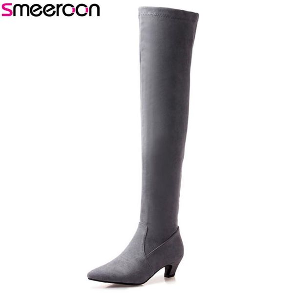 smeeroon 2020 fashion med heels women boots autumn winter boots pointed toe slip on over the knee for women wedding shoes, Black
smeeroon 2020 fashion med heels women boots autumn winter boots pointed toe slip on over the knee for women wedding shoes, Black