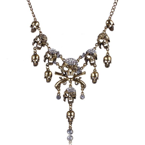 110135mm pirates of the skulls pendants necklaces choker jewelry clothing design vintage bones chains rhinestones accessories wmtrbh, Bronze;silver
110135mm pirates of the skulls pendants necklaces choker jewelry clothing design vintage bones chains rhinestones accessories wmtrbh, Bronze;silver