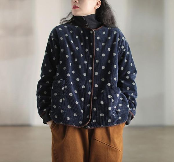 women's jackets winter padded retro women casual corduroy coat o-neck zipper dot pocket vintage loose all-match, Black;brown
women's jackets winter padded retro women casual corduroy coat o-neck zipper dot pocket vintage loose all-match, Black;brown