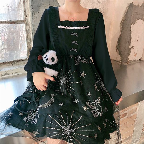2021 new dressed short womenn style sweet frilly long sleeves knitted mesh embroidered pink fairy dress in ssi8, Black;gray
2021 new dressed short womenn style sweet frilly long sleeves knitted mesh embroidered pink fairy dress in ssi8, Black;gray