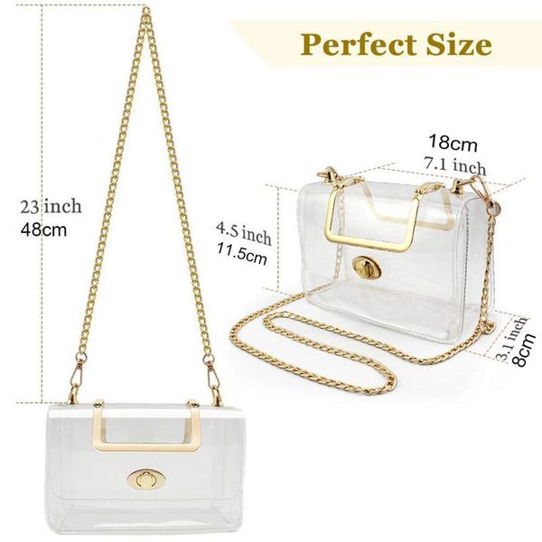 fashion transparent bag women clear pack waterproof cross-body bag purses adjustable chain shoulder bags small tote handbag #40 
fashion transparent bag women clear pack waterproof cross-body bag purses adjustable chain shoulder bags small tote handbag #40
