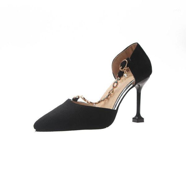 2021 summer new cat with pointed single shoes hollow sandals stiletto heels suede chain word buckle women's shoes1, Black
2021 summer new cat with pointed single shoes hollow sandals stiletto heels suede chain word buckle women's shoes1, Black