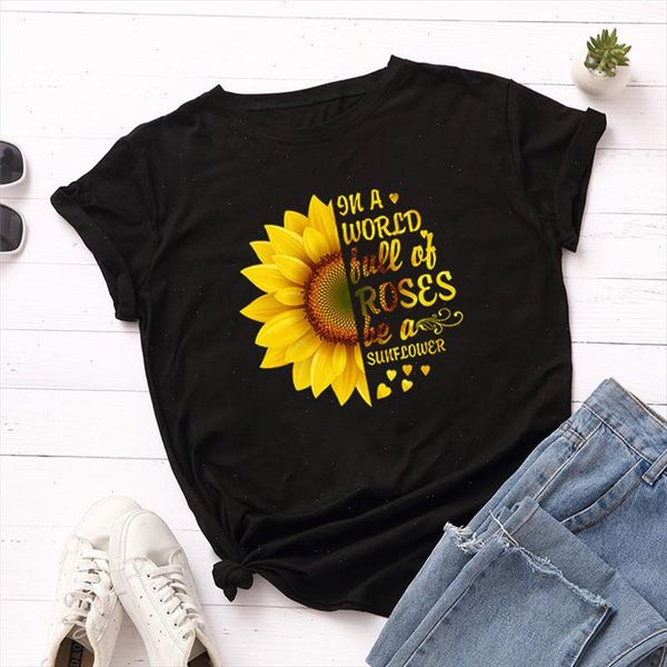2021 fashion plus size women t shirt 100% cotton tees sunflower letters printed t shirt for o neck short sleeve tshirt top, White
2021 fashion plus size women t shirt 100% cotton tees sunflower letters printed t shirt for o neck short sleeve tshirt top, White