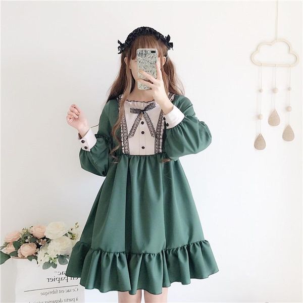 casual dresses 2021 party women vintage lolita dess girl long sleeve green dress gothic cosplay lace maid costumes y187, Black;gray
casual dresses 2021 party women vintage lolita dess girl long sleeve green dress gothic cosplay lace maid costumes y187, Black;gray