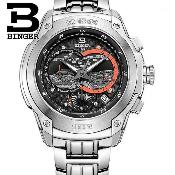 wristwatches switzerland men's watch clock binger quartz men watches full stainless steel chronograph diver glowwatch b6013-21, Slivery;brown
wristwatches switzerland men's watch clock binger quartz men watches full stainless steel chronograph diver glowwatch b6013-21, Slivery;brown