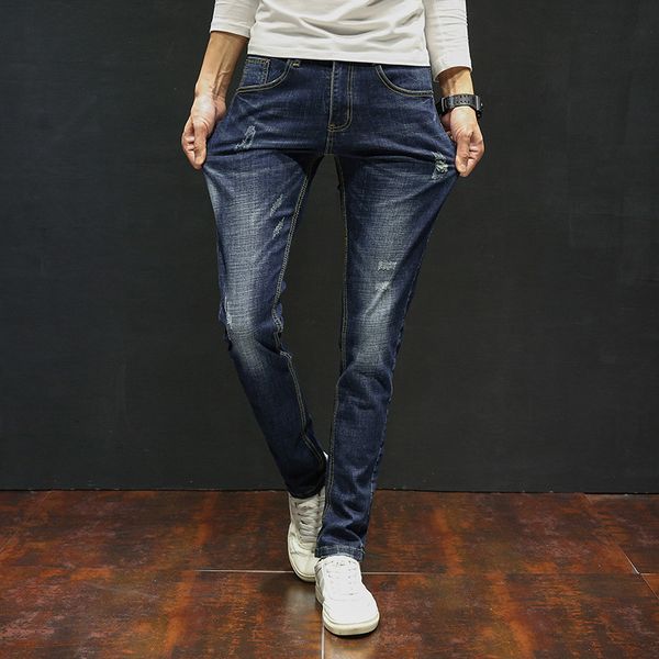 hoo 2020 men's handsome faded small hole stretch slim quality jeans youth tang four seasons casual denim, Blue
hoo 2020 men's handsome faded small hole stretch slim quality jeans youth tang four seasons casual denim, Blue