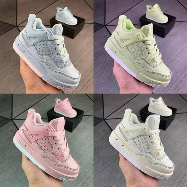 2021 Kids Shoe Jumpman 4s Grey Pink Iv Union Basketball Shoes Collection Children Outdoor Sports Sneaker Sail Muslin White Black 4 Athletic