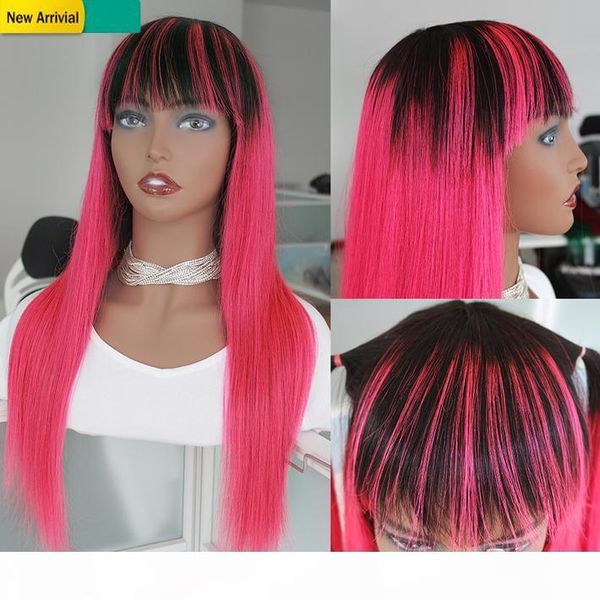 pink colored wig long human hair peruvian remy straight ombre wig for black women dark roots 1b pink glueless wigs with bangs pre plucked, Black;brown
pink colored wig long human hair peruvian remy straight ombre wig for black women dark roots 1b pink glueless wigs with bangs pre plucked, Black;brown