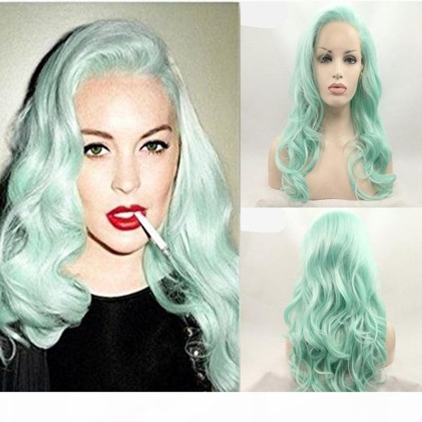 green wig synthetic long wave heat resistant fiber mint green lace front synthetic wigs for whtie women, Black
green wig synthetic long wave heat resistant fiber mint green lace front synthetic wigs for whtie women, Black