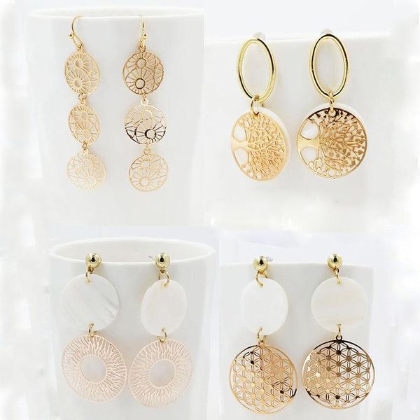 trendy metal copper natural shell earrings exaggrated fashion boho style life tree circle earrings lady jewelry, Silver
trendy metal copper natural shell earrings exaggrated fashion boho style life tree circle earrings lady jewelry, Silver