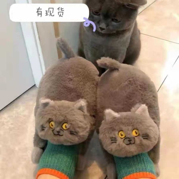 blue slipper roll feeling half pack cotton shoes hug plush home lovely warm dew heel simulated cat slippers, Black
blue slipper roll feeling half pack cotton shoes hug plush home lovely warm dew heel simulated cat slippers, Black