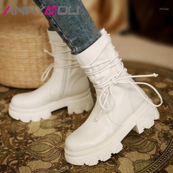 annymoli motorcycle boots women shoes genuine leather platform high heel mid calf boots lace up zipper chunky heels female1, Black
annymoli motorcycle boots women shoes genuine leather platform high heel mid calf boots lace up zipper chunky heels female1, Black
