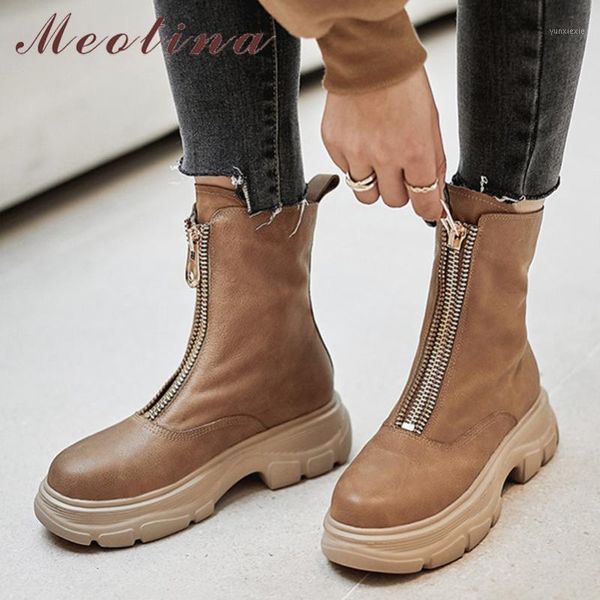 meotina genuine leather flat platform short boots women shoes round toe zipper ladies ankle boots autumn winter apricot size 411, Black
meotina genuine leather flat platform short boots women shoes round toe zipper ladies ankle boots autumn winter apricot size 411, Black