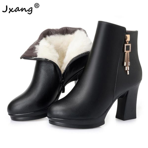 winter genuine leather wool short basic snow boots women high-heeled plus velvet thick-heeled middle-aged cotton shoes, Black
winter genuine leather wool short basic snow boots women high-heeled plus velvet thick-heeled middle-aged cotton shoes, Black