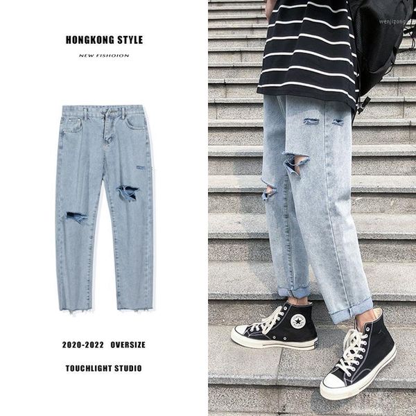 summer ripped jeans men's fashion washed casual straight jeans men streetwear wild loose hip-hop hole denim trousers mens s-3xl1, Blue
summer ripped jeans men's fashion washed casual straight jeans men streetwear wild loose hip-hop hole denim trousers mens s-3xl1, Blue