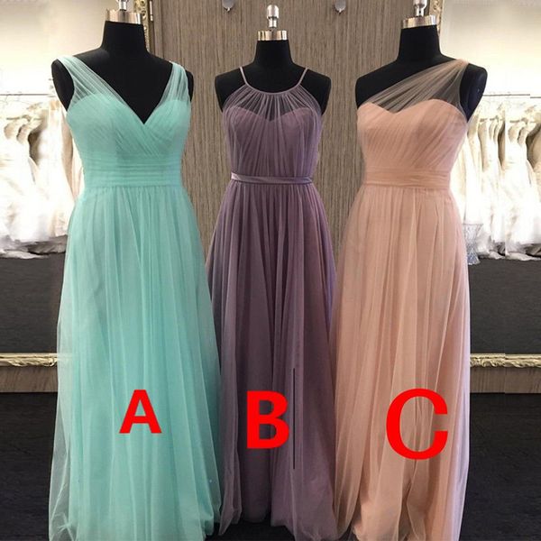 3 style tulle long bridesmaid dresses 2021 floor length party dress simple formal gowns lace up, White;pink
3 style tulle long bridesmaid dresses 2021 floor length party dress simple formal gowns lace up, White;pink