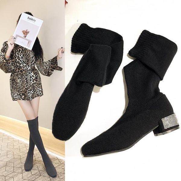 boots 2021 women's over the knee square toe elastic high heels slimming socks help, Black
boots 2021 women's over the knee square toe elastic high heels slimming socks help, Black