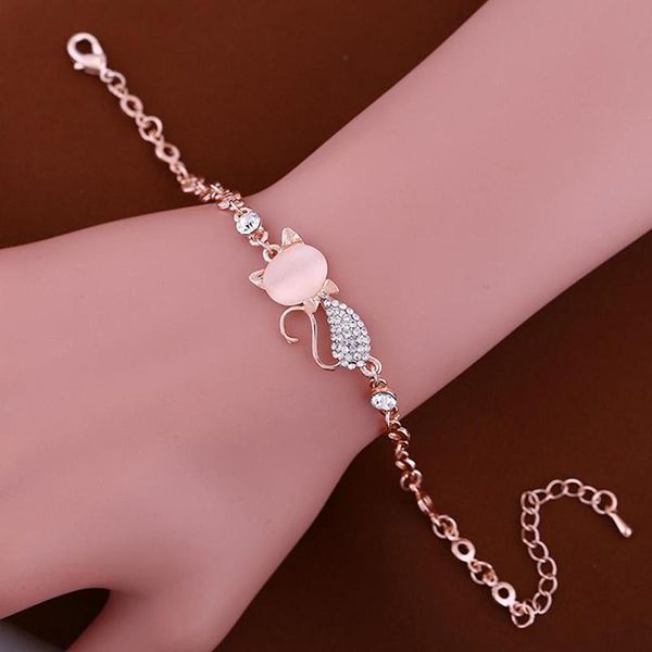 charm bracelets fashion women girls lovely cat pendant ladies opal rhinestone bangle valentine's day gift bracelet jewelry, Golden;silver
charm bracelets fashion women girls lovely cat pendant ladies opal rhinestone bangle valentine's day gift bracelet jewelry, Golden;silver