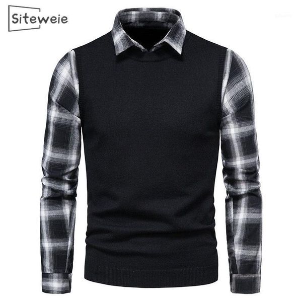 siteweie men's sweater black and white plaid lapel collared shirt fake two pieces long sleeve men basic knitted pullovers l5761, White;black
siteweie men's sweater black and white plaid lapel collared shirt fake two pieces long sleeve men basic knitted pullovers l5761, White;black