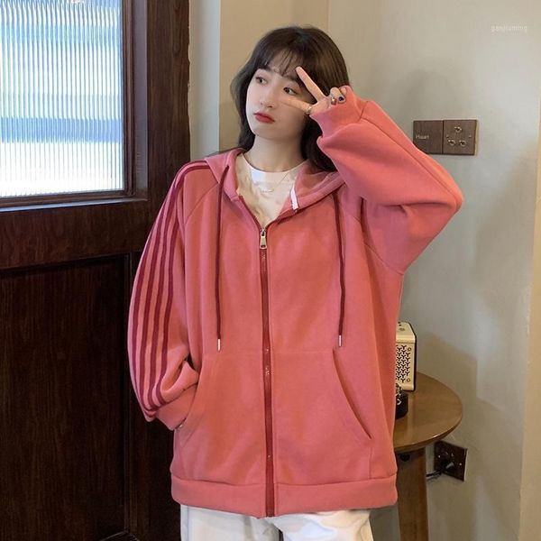 sweater fleece thickened women's autumn and winter loose hooded coat 2020 new korean style casual zipper, Black;brown
sweater fleece thickened women's autumn and winter loose hooded coat 2020 new korean style casual zipper, Black;brown