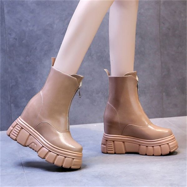 new fall 2021 fashion front chunky short put leather boots growing height women's shoes pfde, Black
new fall 2021 fashion front chunky short put leather boots growing height women's shoes pfde, Black