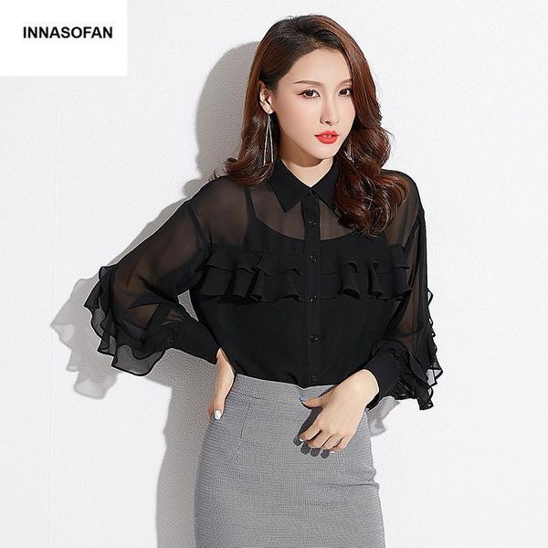 innasofan women's shirt spring-summer chiffon blouse euro-american fashionable shirt with turn-down collar and long sleeves1, White
innasofan women's shirt spring-summer chiffon blouse euro-american fashionable shirt with turn-down collar and long sleeves1, White