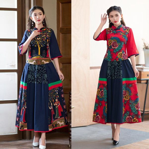 ethnic clothing women national style cheongsam print linen slim qipao dress vintage elegant buckle tang suit tratitional chinese skirt, Red
ethnic clothing women national style cheongsam print linen slim qipao dress vintage elegant buckle tang suit tratitional chinese skirt, Red